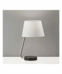 Table Lamps Adesso Louie AdessoCharge Table Lamp, Brushed Steel/Wood (3015-22)
