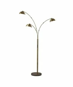 Floor Lamps Adesso Bolton 77" Antique Brass Arc Floor Lamp With 3 Dome Shades (4309-21)