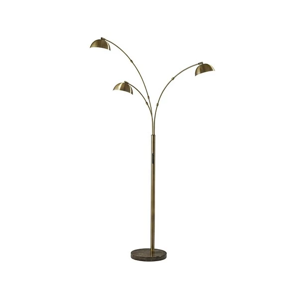 Floor Lamps Adesso Bolton 77" Antique Brass Arc Floor Lamp With 3 Dome Shades (4309-21) 3 Floor Lamps Adesso Bolton 77" Antique Brass Arc Floor Lamp With 3 Dome Shades (4309-21)