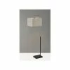 Floor Lamps Adesso Flora 60" Matte Black/Brushed Steel Floor Lamp With Square Shade (4183-22)