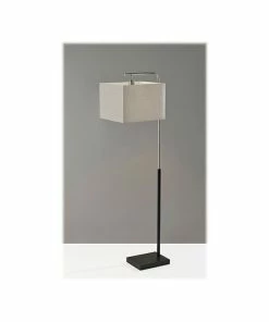 Floor Lamps Adesso Flora 60" Matte Black/Brushed Steel Floor Lamp With Square Shade (4183-22)