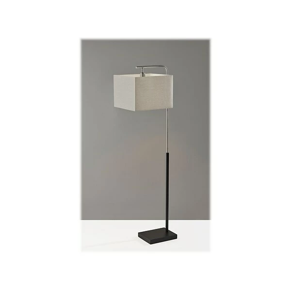Floor Lamps Adesso Flora 60" Matte Black/Brushed Steel Floor Lamp With Square Shade (4183-22) 3 Floor Lamps Adesso Flora 60" Matte Black/Brushed Steel Floor Lamp With Square Shade (4183-22)