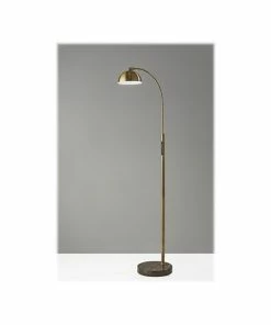 Floor Lamps Adesso Bolton 57.75" Antique Brass Floor Lamp With Dome Shade (4307-21)