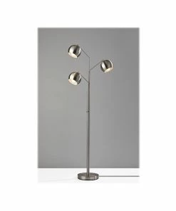Floor Lamps Adesso Emerson 68" Brushed Steel Floor Lamp With Globe Shades (5139-22)