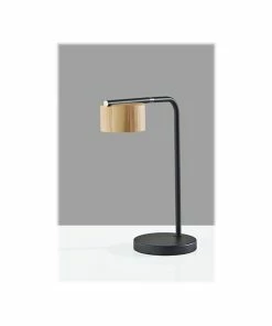 Desk Lamps Adesso Roman LED Desk Lamp, 17", Matte Black/Natural Wood (6106-01)