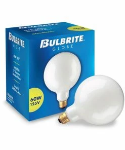 LED Lightbulbs Bulbrite Incandescent G40 Medium Screw Base (E26) Light Bulb, 60 Watt, White, 12/Pack(861046)