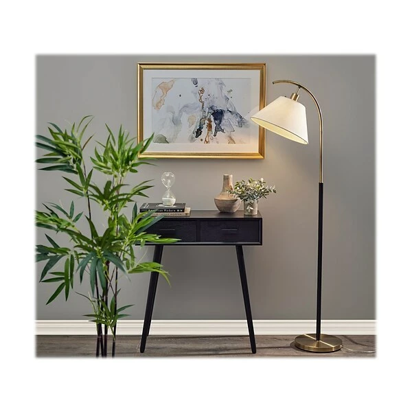 Floor Lamps Adesso Jerome 61.5" Antique Brass Floor Lamp With Trapezoid Shade (1613-21) 4 Floor Lamps Adesso Jerome 61.5" Antique Brass Floor Lamp With Trapezoid Shade (1613-21) - Image 2