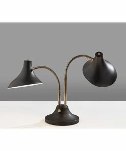 Desk Lamps Adesso Ascot Incandescent Desk Lamp, 22.5", Black/Antique Brass (3371-01)