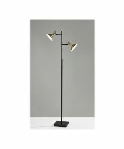 Floor Lamps Adesso Lucas 65" Black/Antique Brass Floor Lamp With 2 Cone Shades (4264-01) -ADESSO-shop 5565E767 F7BE 405E 8CB66E946F69C2D3 s7