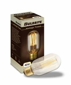 LED Lightbulbs Bulbrite 40 Watt Dimmable Antique T14 Nostalgic Thread Incandescent Light Bulbs With Medium (E26) Base, 4/Pack (861381)