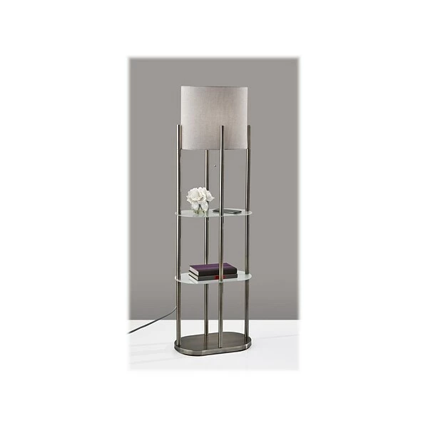 Floor Lamps Adesso Norman 60.5" Brushed Steel Floor Lamp With Cylindrical Shade (1518-22) 4 Floor Lamps Adesso Norman 60.5" Brushed Steel Floor Lamp With Cylindrical Shade (1518-22) - Image 2