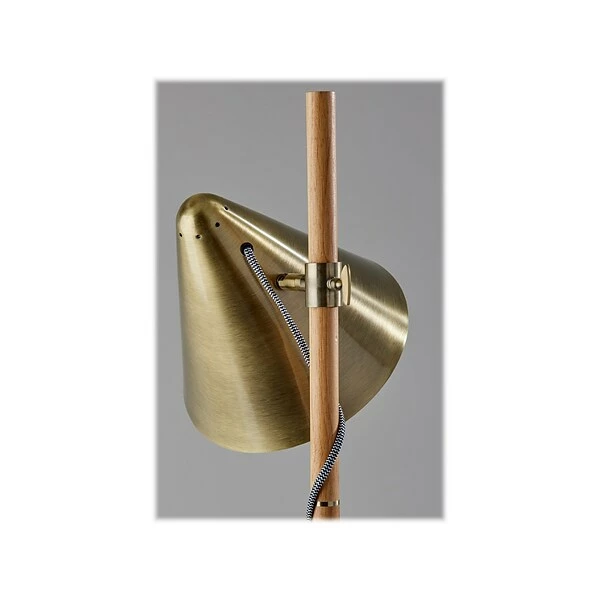 Floor Lamps Adesso Bryn 58" Wood/Antique Brass Floor Lamp With Cone Shade (3761-12) 6 Floor Lamps Adesso Bryn 58" Wood/Antique Brass Floor Lamp With Cone Shade (3761-12) - Image 4