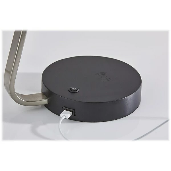 Table Lamps Adesso Louie AdessoCharge Table Lamp, Brushed Steel/Wood (3015-22) 4 Table Lamps Adesso Louie AdessoCharge Table Lamp, Brushed Steel/Wood (3015-22) - Image 2