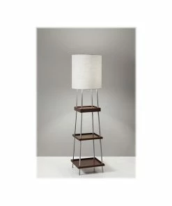 Floor Lamps Adesso Henry 63.25" Brushed Steel/Wood Floor Lamp With Cylindrical Shade (3459-15)