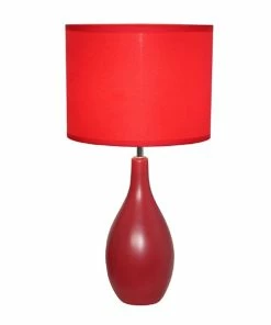Table Lamps Simple Designs Oval Base Ceramic Table Lamp, Red Finish