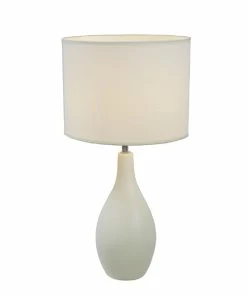 Table Lamps Simple Designs Oval Base Ceramic Table Lamp, White Finish