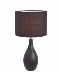 Table Lamps Simple Designs Oval Base Ceramic Table Lamp, Black Finish