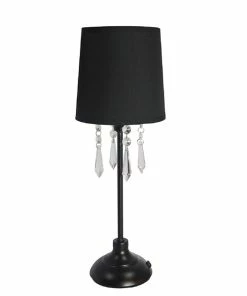 Table Lamps Simple Designs Table Lamp With Shade And Hanging Acrylic Beads, Black