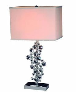 Table Lamps Elegant Designs Sequin Table Lamp With Prismatic Crystals, Chrome Finish