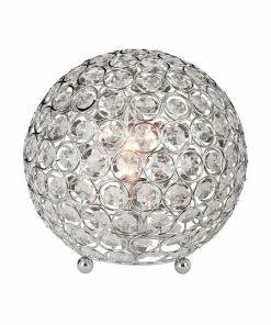 Table Lamps Elegant Designs Crystal Ball Table Lamp, Chrome Plated Finish