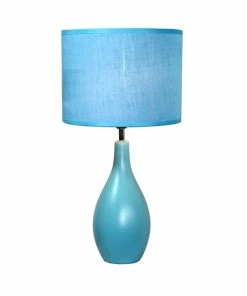 Table Lamps Simple Designs Oval Base Ceramic Table Lamp, Blue Finish
