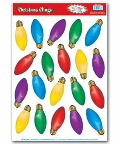 Winter Holiday Party Supplies Beistle 12" X 17" Christmas Light Bulb Clings; 140/Pack
