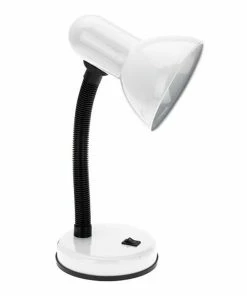 Desk Lamps Simple Designs Basic Metal Desk Lamp With Flexible Hose Neck, White (1180912ALL)