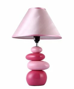 Table Lamps All The Rages Simple Designs LT3051-PNK Ceramic Stone Table Lamp, Pink