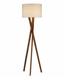 Adesso Home Floor Lamps Adesso® Brooklyn 63"H Floor Lamp, Walnut With White Fabric Shade (3227-15)
