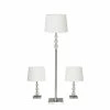 Adesso Home Floor & Table Lamps Adesso® Crystal Ball 3-Piece Lamp Set, Brushed Steel (1585-22)