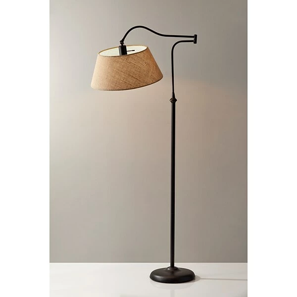 Adesso Home Floor Lamps Adesso® Rodeo 61"H Antique Bronze Swing-Arm Floor Lamp With Khaki Burlap Shade (3349-26) 4 Adesso Home Floor Lamps Adesso® Rodeo 61"H Antique Bronze Swing-Arm Floor Lamp With Khaki Burlap Shade (3349-26) - Image 2