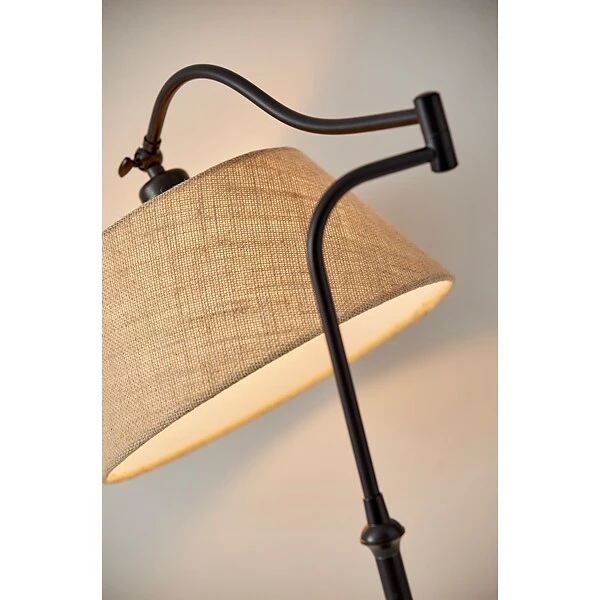 Adesso Home Floor Lamps Adesso® Rodeo 61"H Antique Bronze Swing-Arm Floor Lamp With Khaki Burlap Shade (3349-26) 5 Adesso Home Floor Lamps Adesso® Rodeo 61"H Antique Bronze Swing-Arm Floor Lamp With Khaki Burlap Shade (3349-26) - Image 3