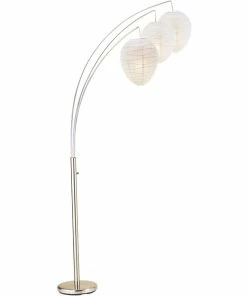 Adesso Home Floor Lamps Adesso® Belle 82"H Arc Lamp, Satin Steel With White Beehive Shades (4108-22)