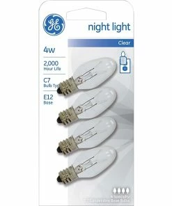 Standard Lightbulbs 4 Watt GE® Nightlight Clear C7 Lightbulb, White