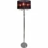 Floor Lamps Elegant Designs Sheer Black Shade Floor Incandescent Lamp With Hanging Crystals, Chrome Finish -ADESSO-shop s0853079 s7