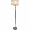 Floor Lamps Elegant Designs Sheer White Shade Floor Incandescent Lamp With Hanging Crystals, Chrome -ADESSO-shop s0853080 s7