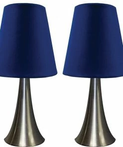 Table Lamps Simple Designs Two Pack Mini Touch Table Lamp Set With Blue Shade