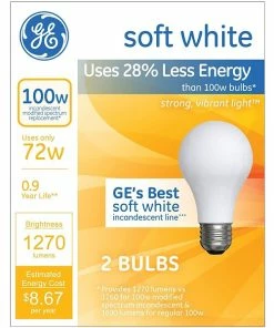 GE® Halogen Bulbs GE Halogen Bulb, 72 Watt, 1270 Lumen, Soft White, 2/Pk