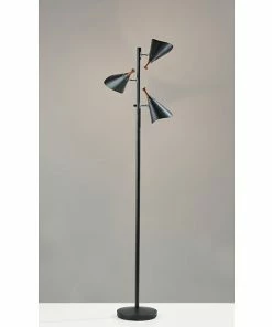 Adesso Home Floor Lamps Adesso® Draper 68"H Tree Floor Lamp, Black With Black Cone Shades (3236-01)