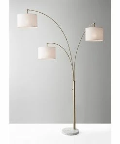 Adesso Home Floor Lamps Adesso® Bowery 74"H 3-Arm Floor Lamp, Antique Brass With Off-White Fabric Shades (4250-21) 6 Adesso Home Floor Lamps Adesso® Bowery 74"H 3-Arm Floor Lamp, Antique Brass With Off-White Fabric Shades (4250-21) -ADESSO-shop sp100028400 s7