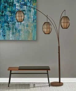 Adesso Home Floor Lamps Adesso® Maui 82"H Antique Bronze 3-Arm Arc Floor Lamp With Brown Barrel Shades (4026-26) 14 Adesso Home Floor Lamps Adesso® Maui 82"H Antique Bronze 3-Arm Arc Floor Lamp With Brown Barrel Shades (4026-26) -ADESSO-shop sp100562934 s7