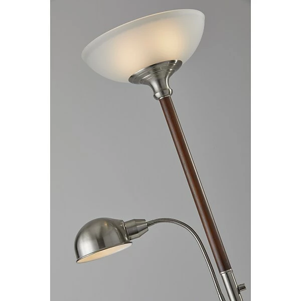 Adesso Home Floor Lamps Adesso® Lexington 71"H Walnut And Brushed Steel Floor And Reading Lamp Combo (4052-15) 3 Adesso Home Floor Lamps Adesso® Lexington 71"H Walnut And Brushed Steel Floor And Reading Lamp Combo (4052-15)
