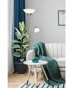 Adesso Home Floor Lamps Adesso® Piedmont 71"H Brushed Steel 300W Torchiere Floor Lamp With Reading Light And White Plastic Shades (7202-22) -ADESSO-shop sp100563118 s7