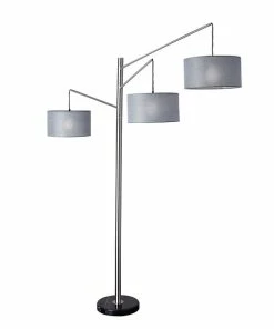 Adesso Home Floor Lamps Adesso® Wellington 91"H Brushed Steel Arc Floor Lamp With Charcoal Fabric Shades (4255-22) -ADESSO-shop sp100563134 s7
