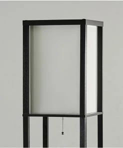 Adesso Home Floor Lamps Adesso® Murray 72"H Black 3-Drawer Shelf Floor Lamp With Off-White Square Shade (3450-01)