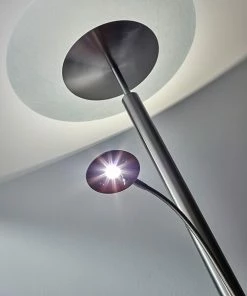 Adesso Home Floor Lamps Adesso® Stellar 72"H Brushed Steel LED Torchiere And Reading Light Combo With Frosted Glass Shade (5128-22) -ADESSO-shop sp100563157 s7