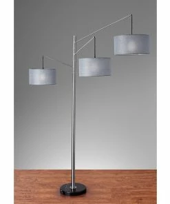 Adesso Home Floor Lamps Adesso® Wellington 91"H Brushed Steel Arc Floor Lamp With Charcoal Fabric Shades (4255-22) -ADESSO-shop sp100563199 s7