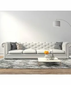 Adesso Home Floor Lamps Adesso® Bowery 73.5"H Brushed Steel Arc Floor Lamp With Grey Linen Drum Shade (4249-22)