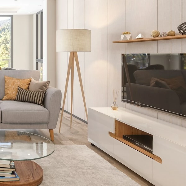 Adesso Home Floor Lamps Adesso® Director 60.25"H Floor Lamp, Natural With Off-White Fabric Drum Shade (6424-12) 4 Adesso Home Floor Lamps Adesso® Director 60.25"H Floor Lamp, Natural With Off-White Fabric Drum Shade (6424-12) - Image 2