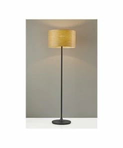 Floor Lamps Adesso Oslo 59.5" Matte Black Floor Lamp With Drum Shade (6237-12)